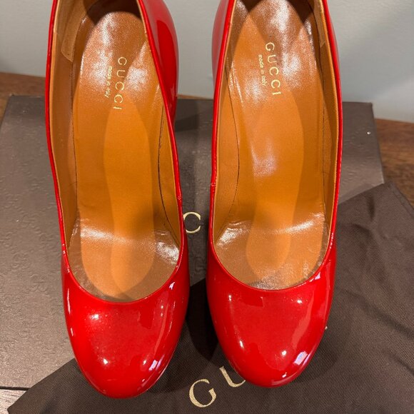 Gucci Red Vernice Crystal Tabasco Platform Heels - Picture 4 of 7